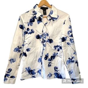 Geoffrey Beene Sport Stretch Button Down Floral Top